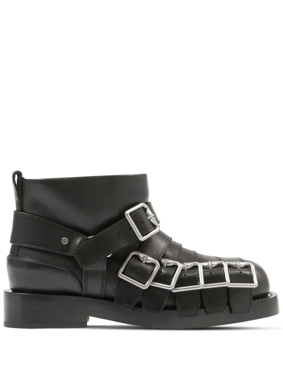 buckled leather biker boots 1