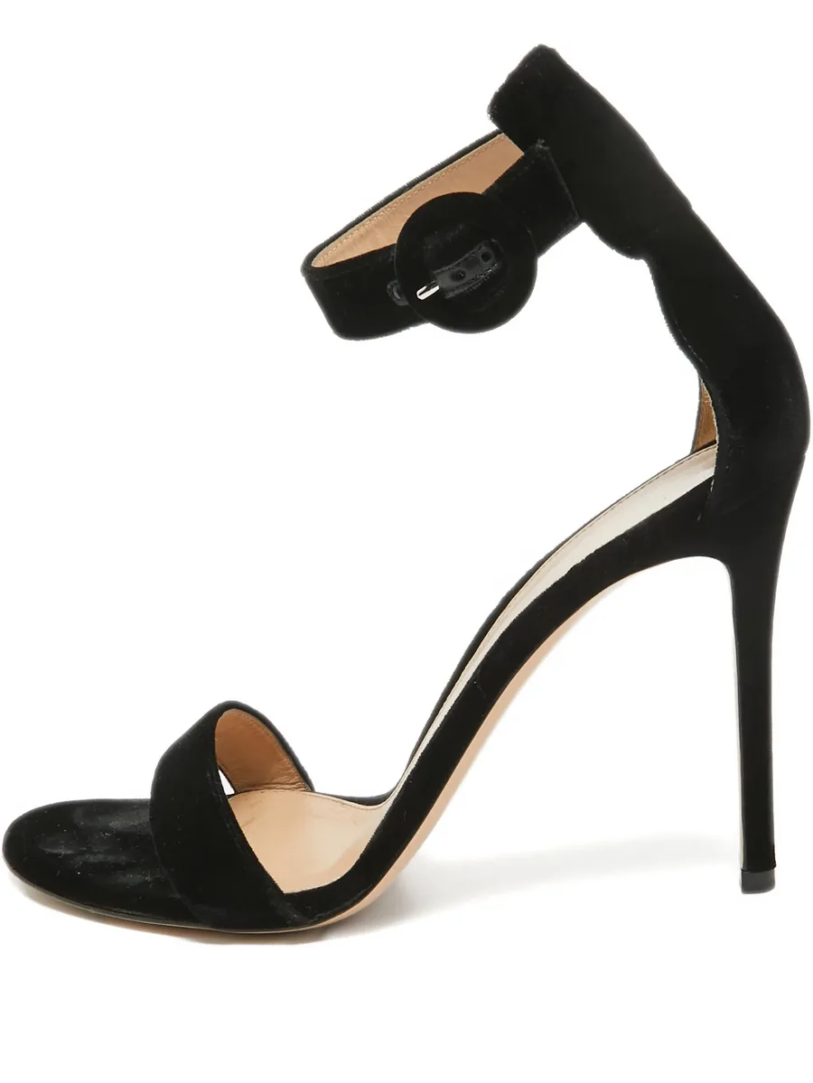 pre-owned 120mm velvet sandals 1
