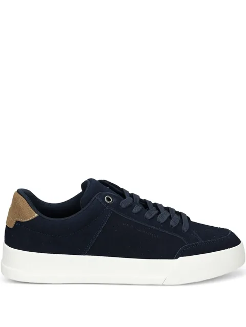 lace-up panelled suede sneakers