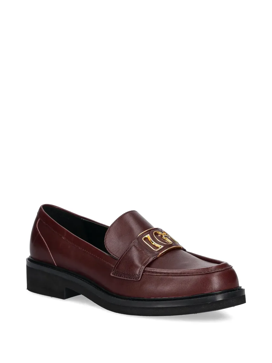 logo-plaque leather loafers 3
