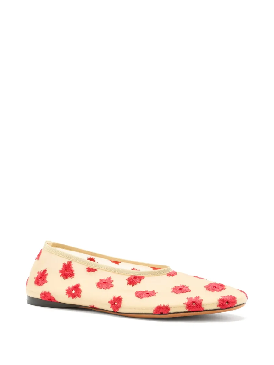 Tee floral-embroidered ballet flats 3