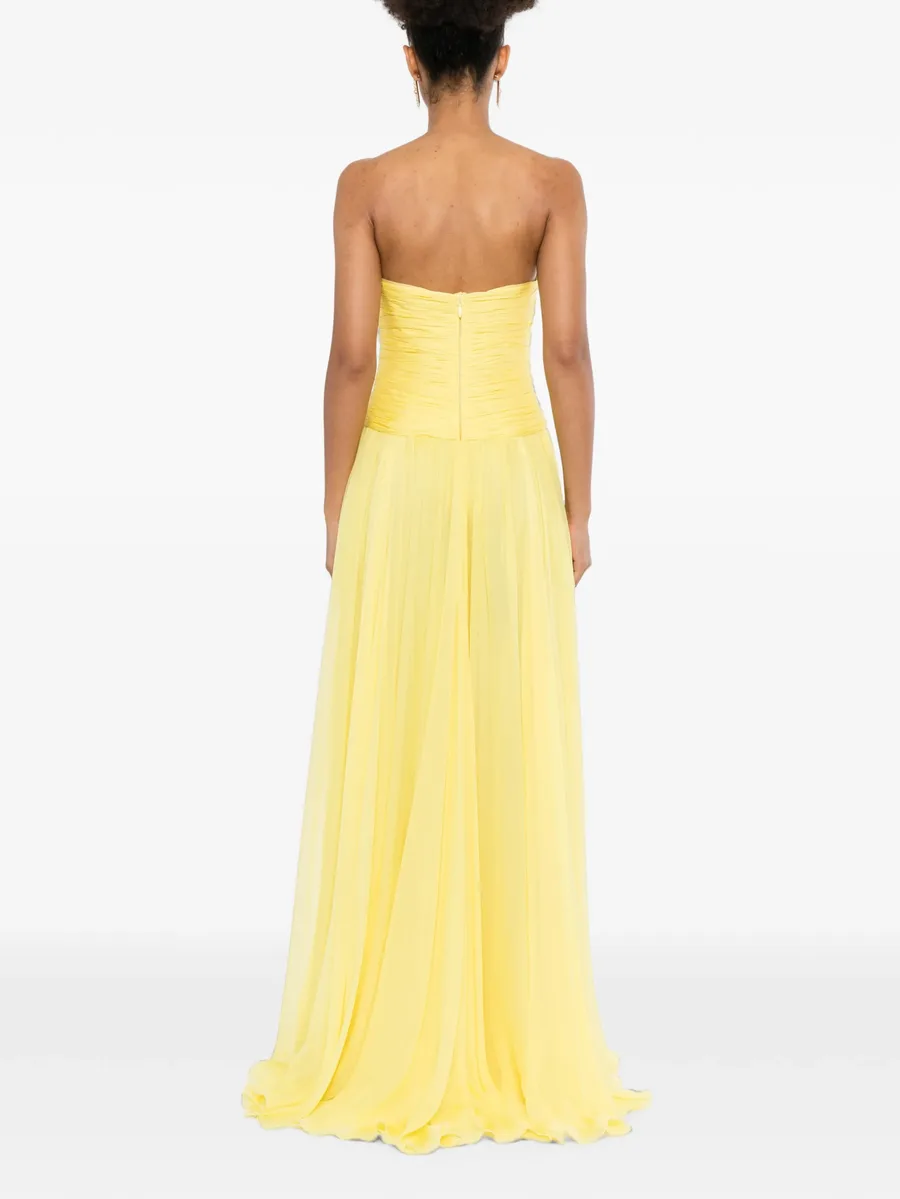 strapless draped silk-chiffon gown 4