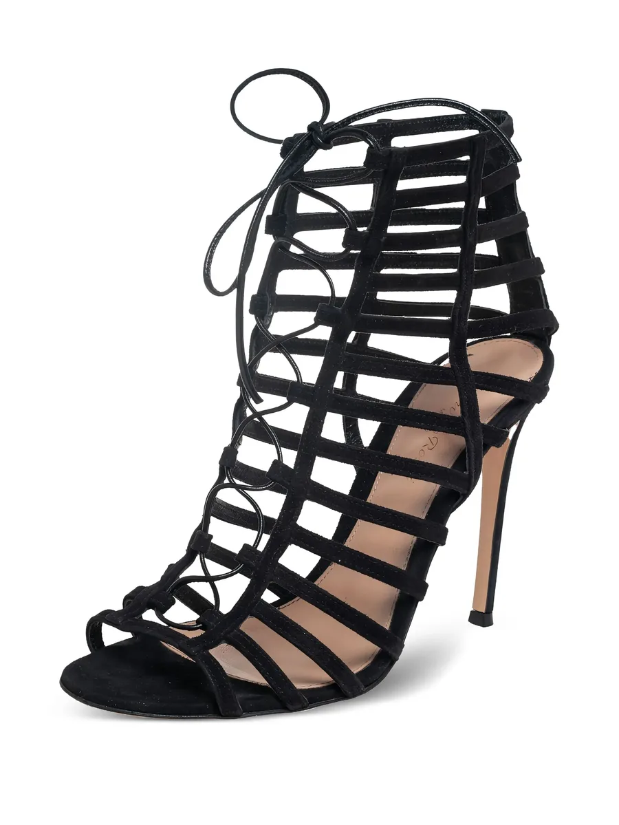 2024 110mm caged lace-up sandals 4