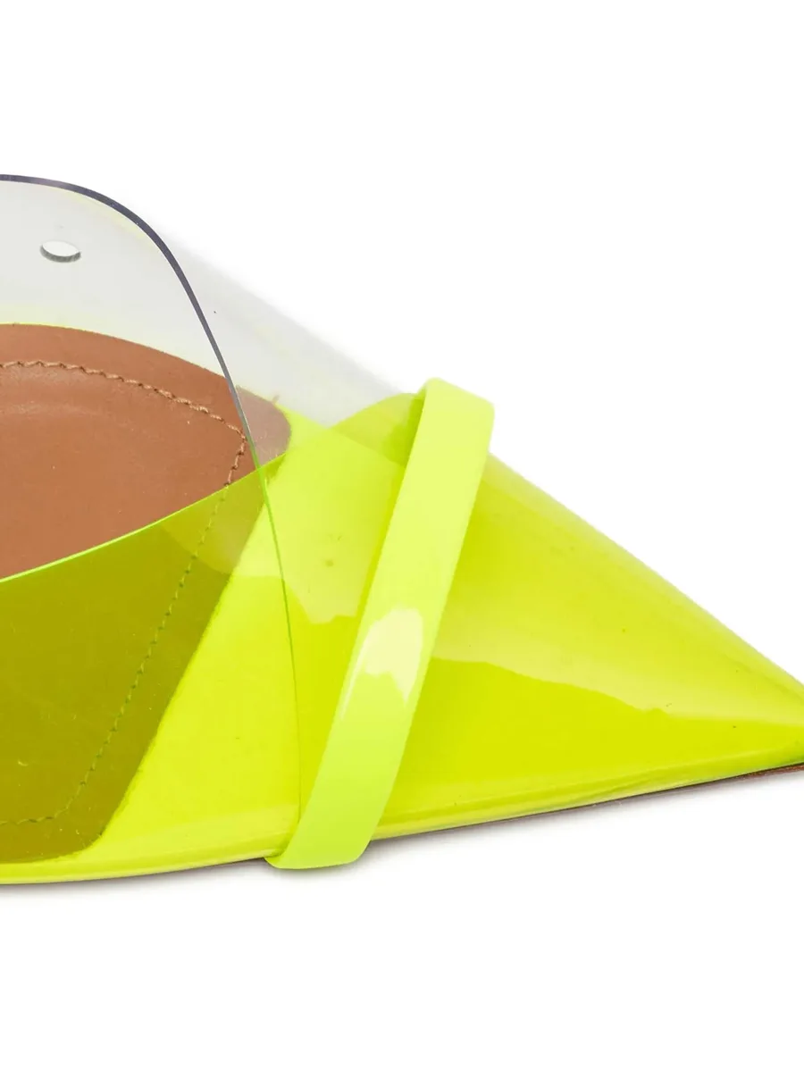 pre-owned 100mm transparent pointed-toe mules 12
