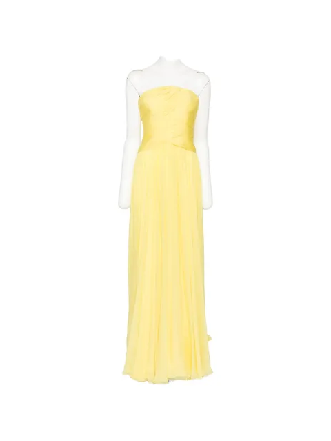 strapless draped silk-chiffon gown