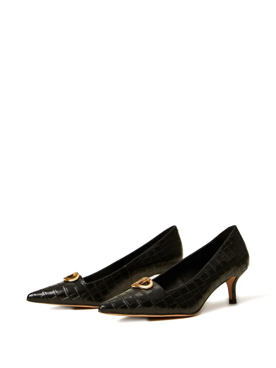 50mm crocodile-effect oval-T heeled pumps 3