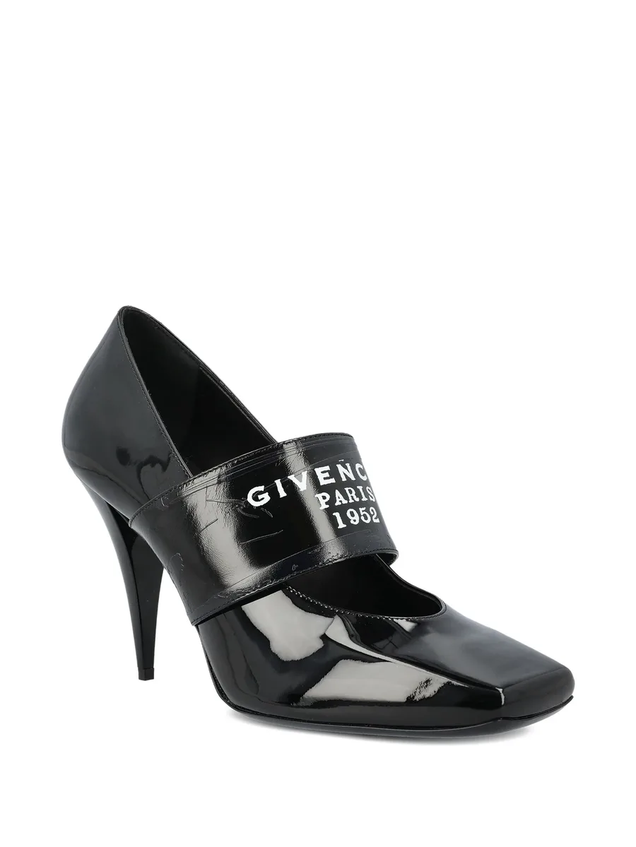 Sliced Square Tape patent leather pumps 3