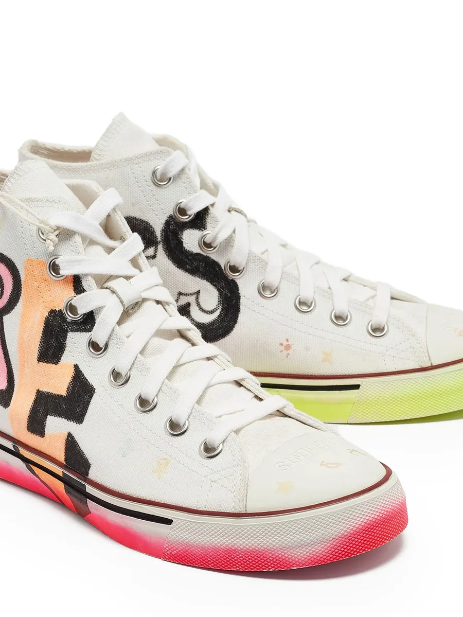 Pre-Owned canvas printed sneakers 3
