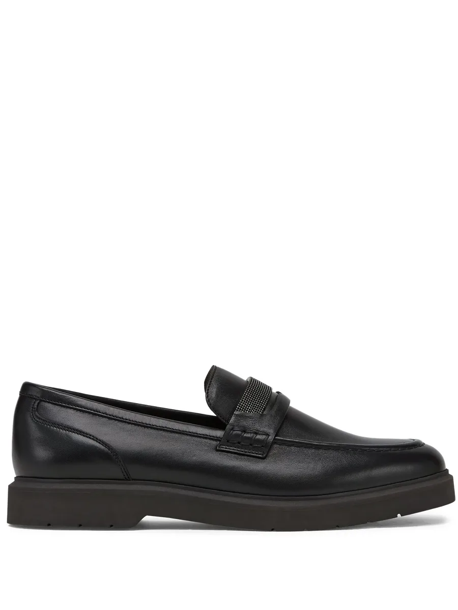 monili-embellished leather penny loafers 1