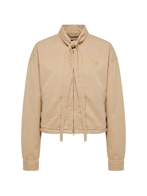 tie-neck logo-plaque jacket
