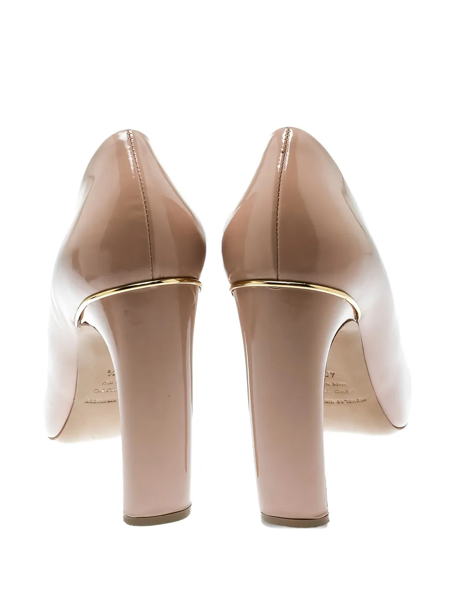 115mm patent leather block heel pumps 5