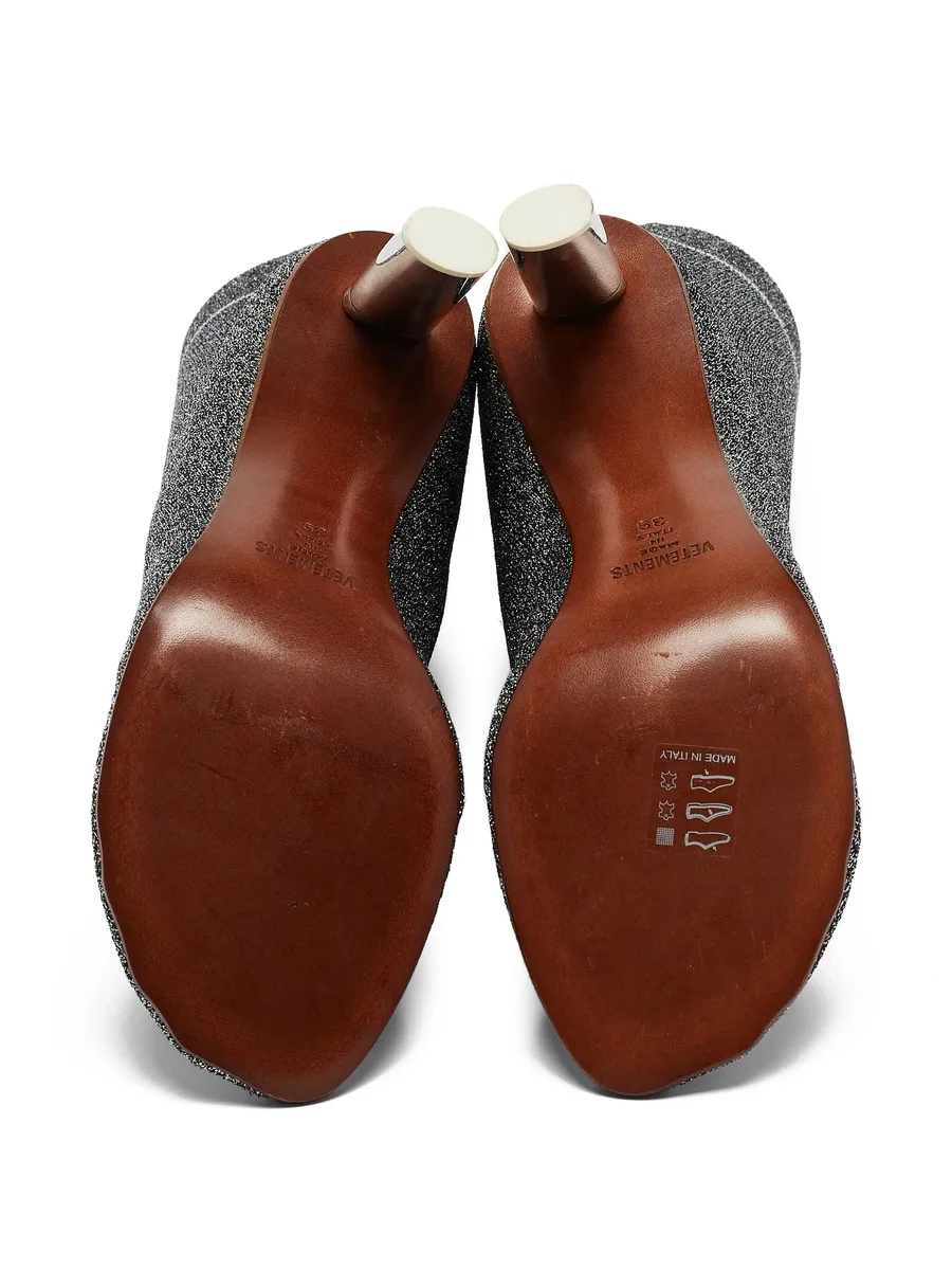 pre-owned 90mm metallic sock boots 7