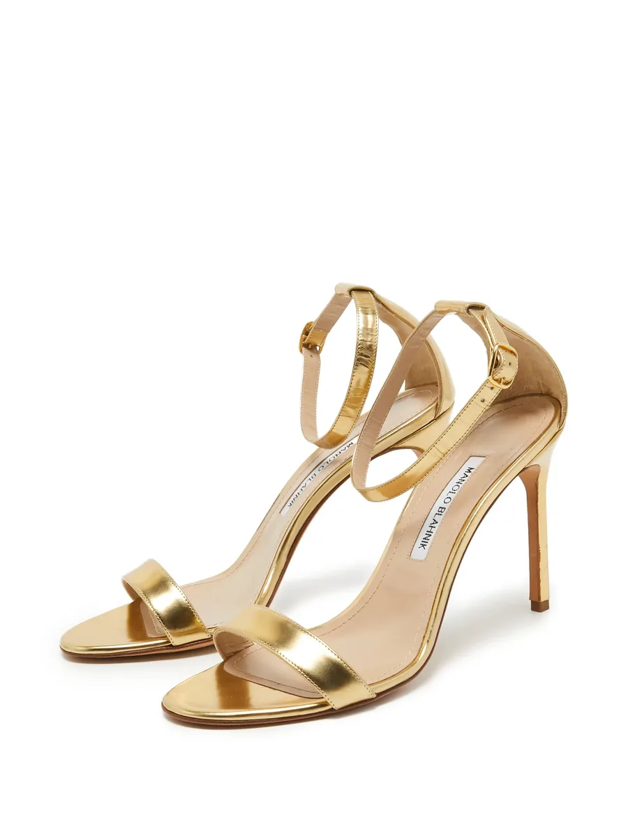 pre-owned 110mm metallic leather sandals 13