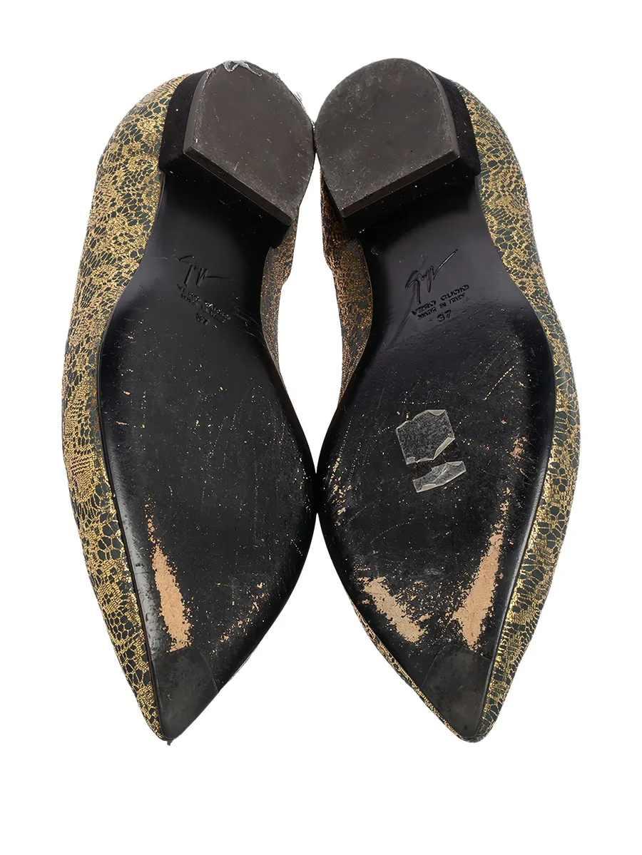 pre-owned pointed toe lace ballet flats 10