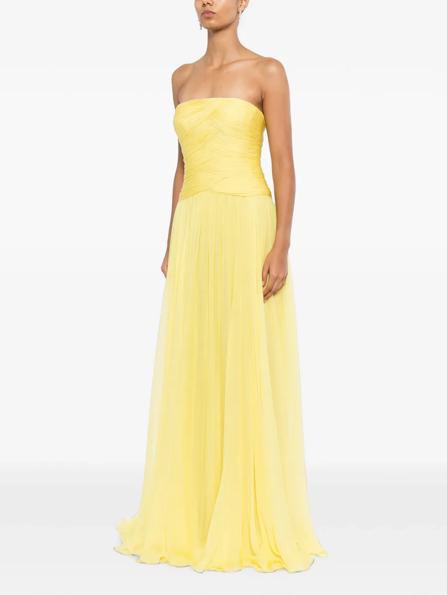 strapless draped silk-chiffon gown 3