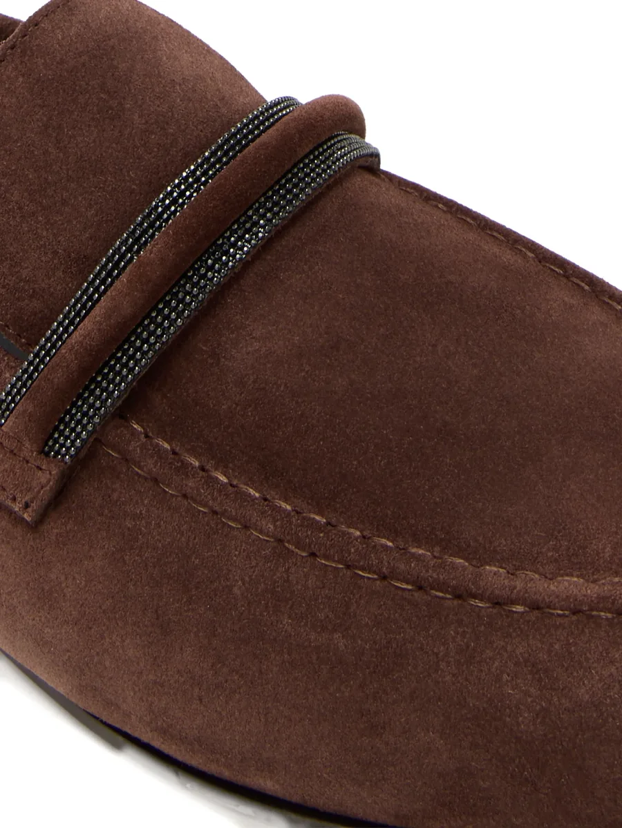 beaded-embellished suede loafers 5