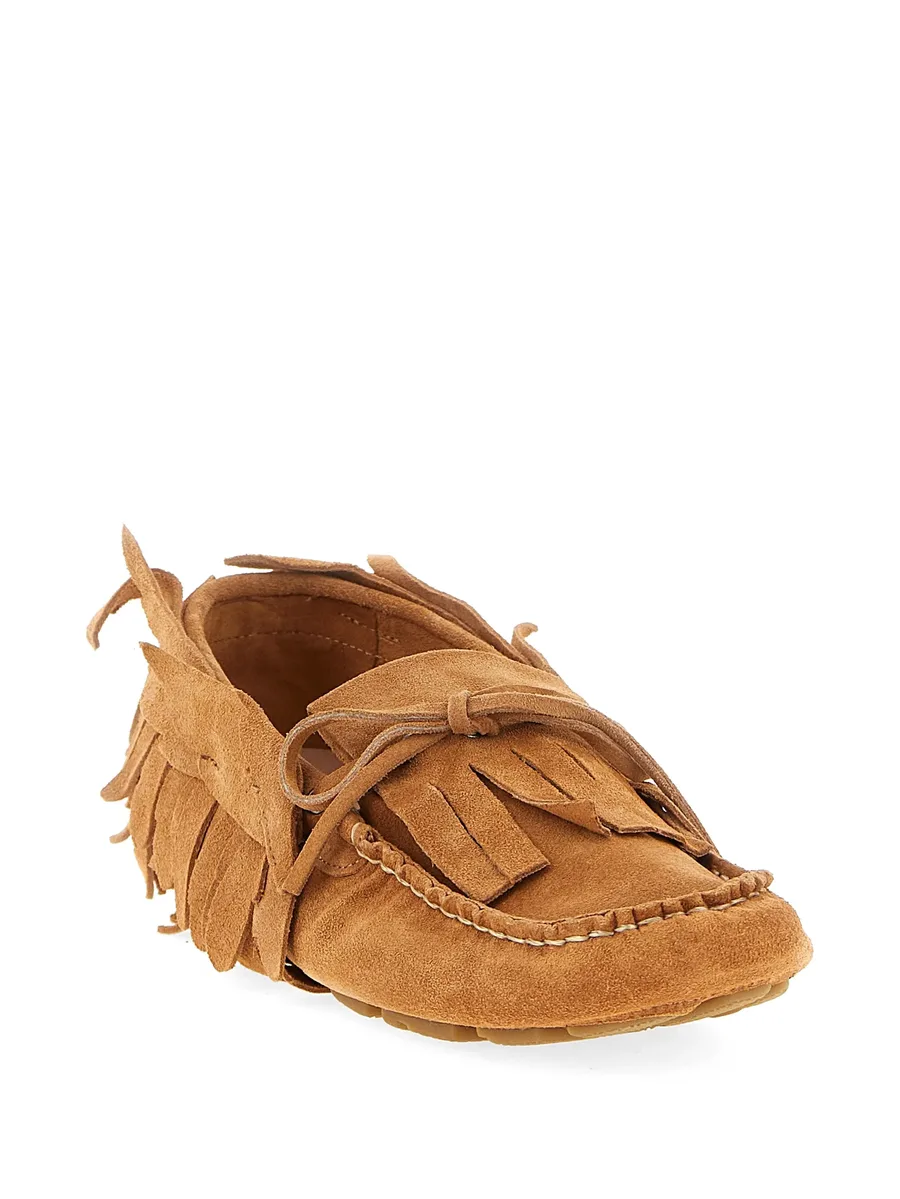 fringe-trimmed bow-detail leather loafers 6