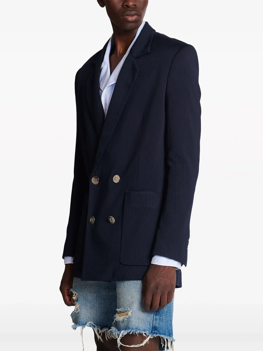 monogram-pattern double-breasted blazer 10