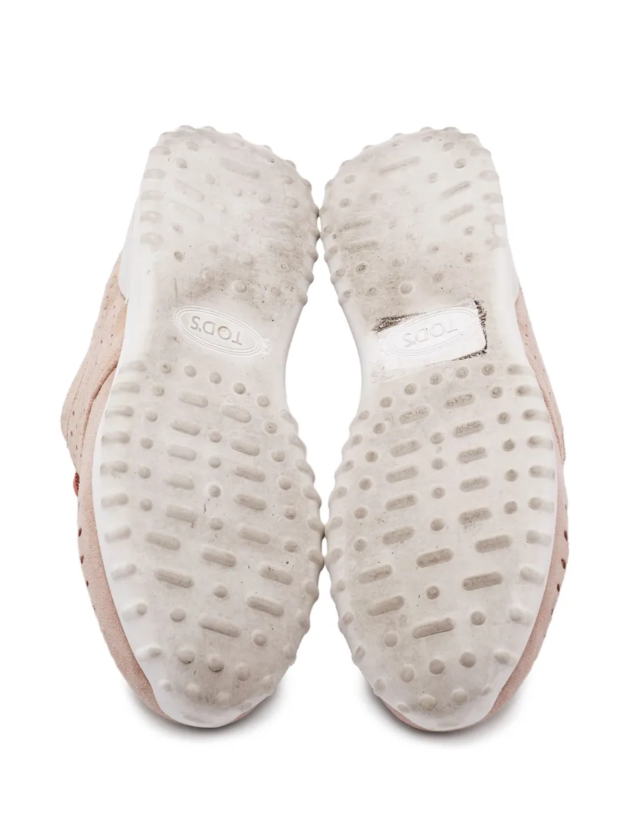 pre-owned suede perforated sneakers 10