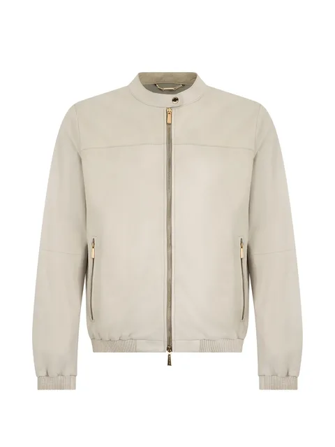 zip-up leather jacket
