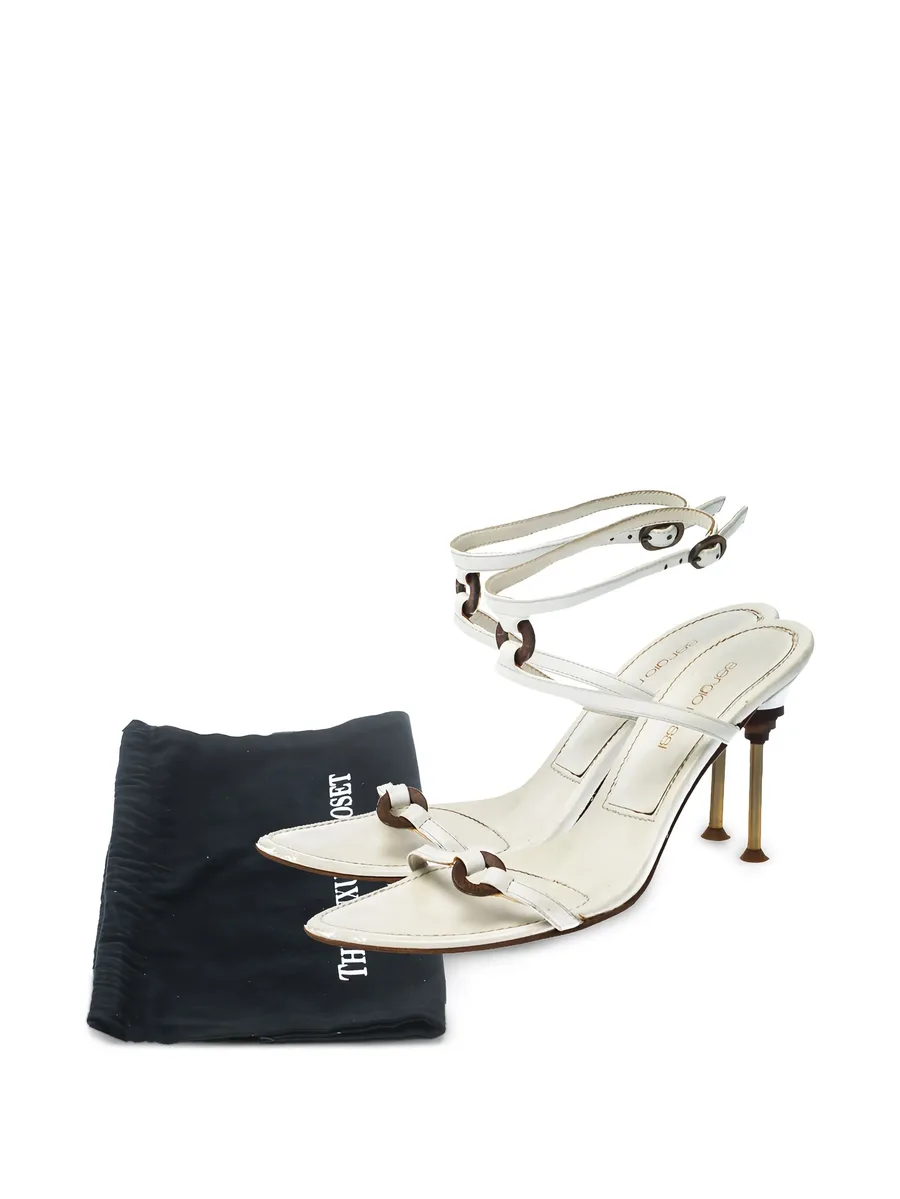 pre-owned 95mm leather sandals 14