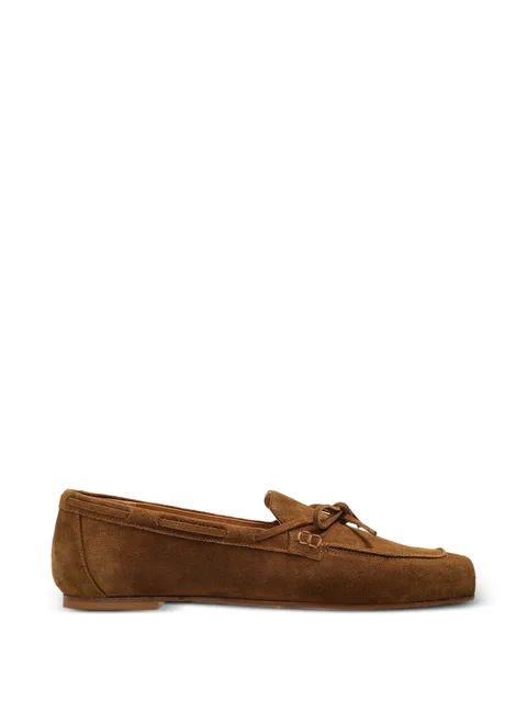 bow-detail suede loafers