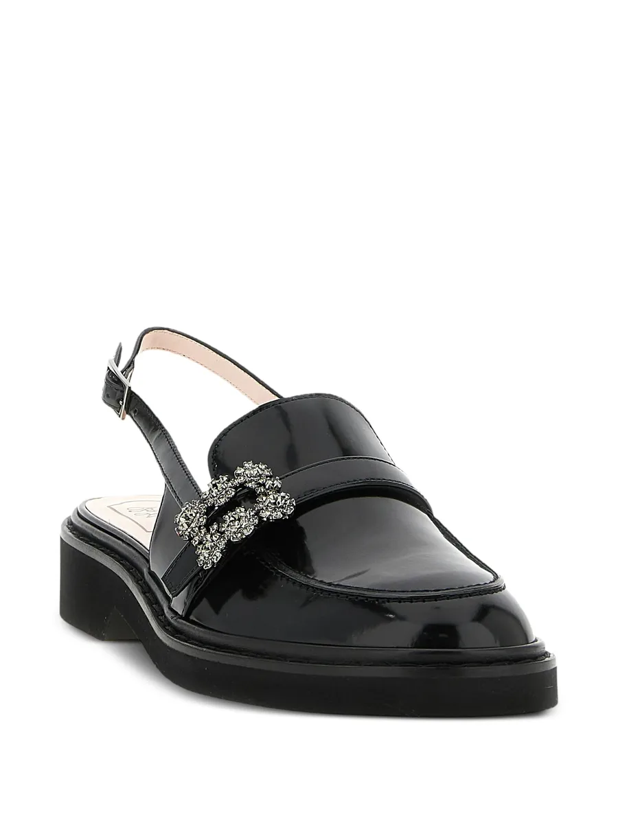 crystal-buckle leather loafers 3