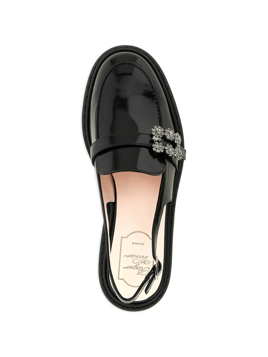 crystal-buckle leather loafers 8
