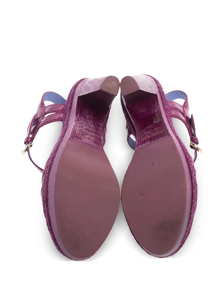 pre-owned 130mm leather platform sandals 9