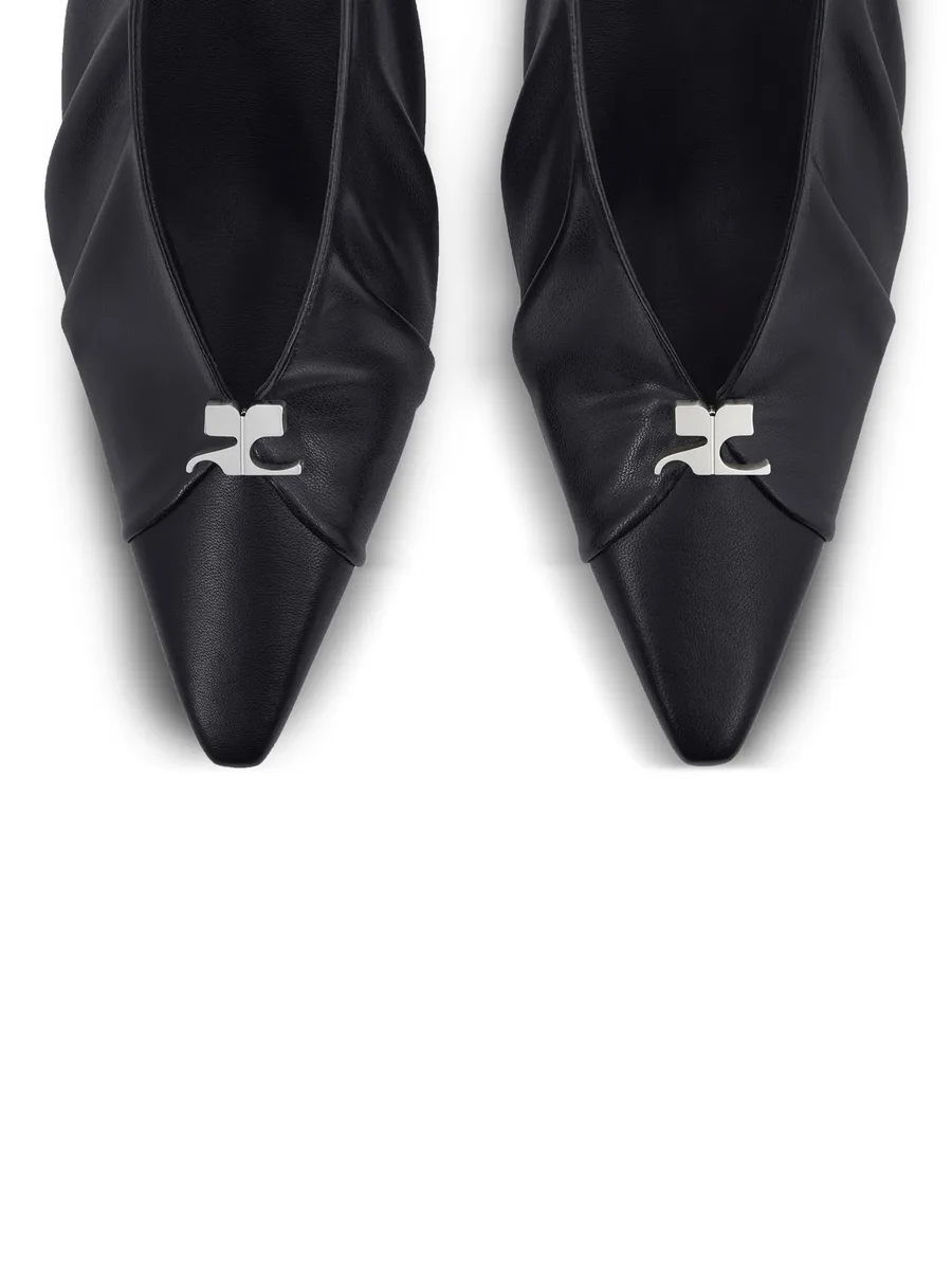 draped faux leather slingbacks 8