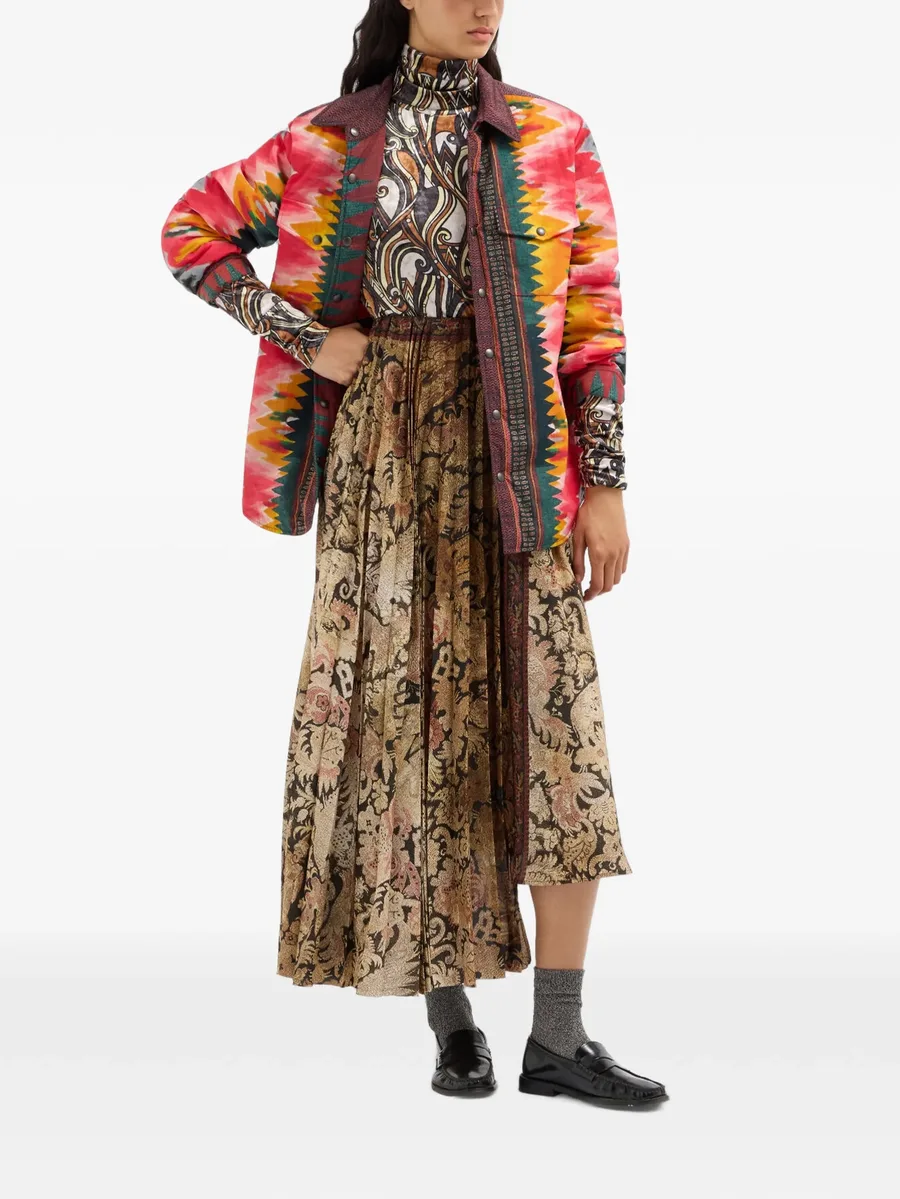 Ceto tapestry-print asymmetric midi skirt 2