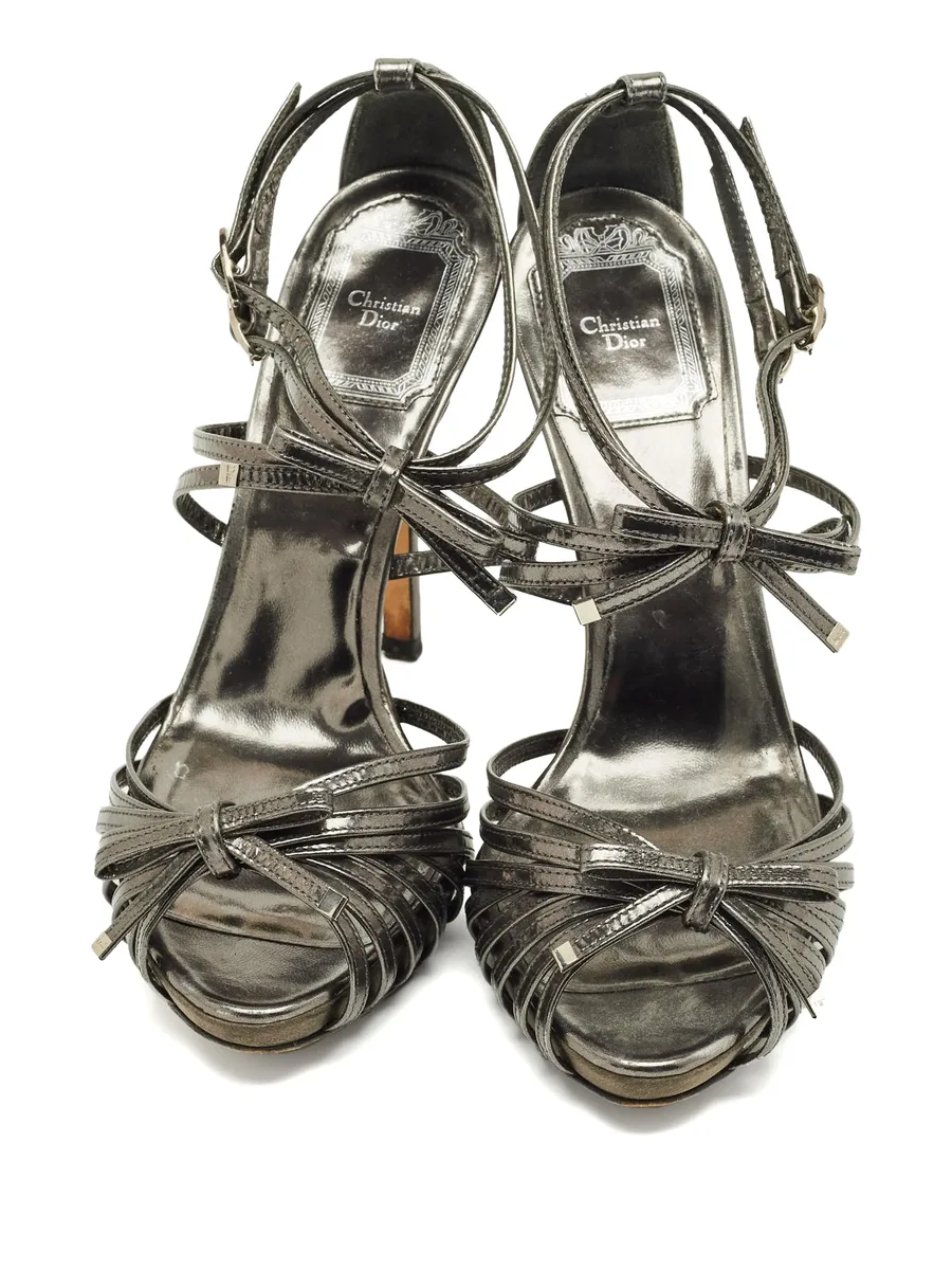bow-detail metallic sandals 7
