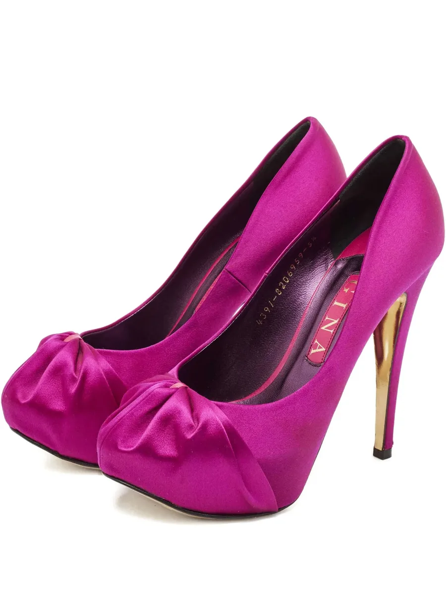 125mm satin-finish heeled pumps 1