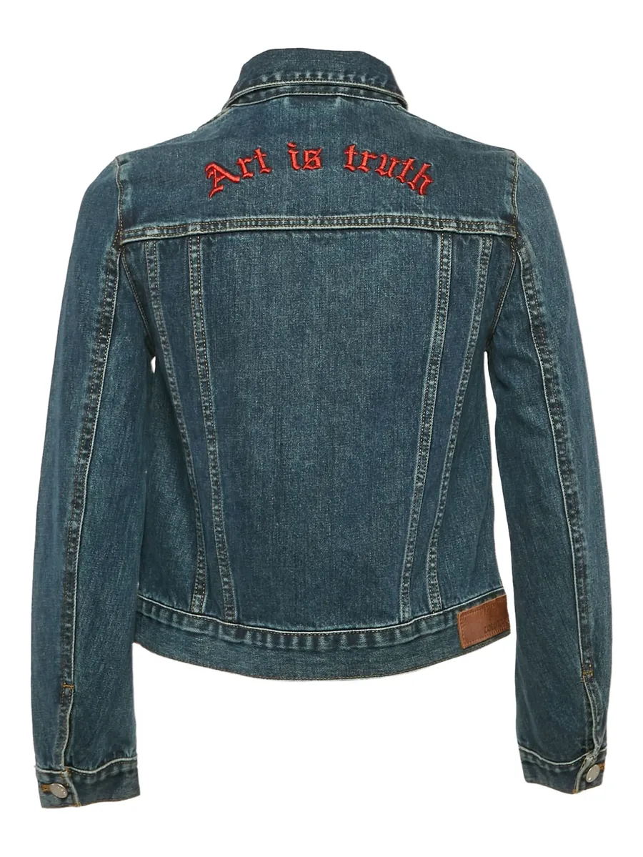 pre-owned embroidered denim jacket 3