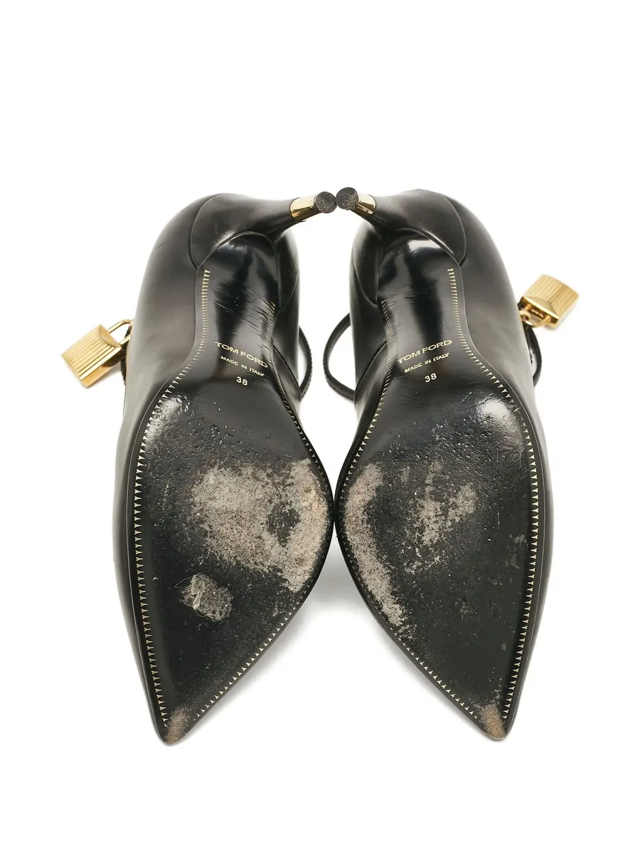 110mm leather heeled pumps 8