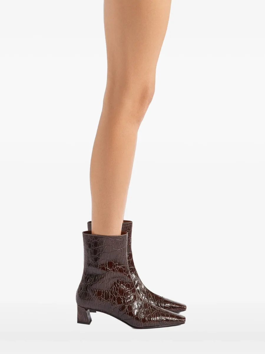 crocodile-effect square-toe boots 8