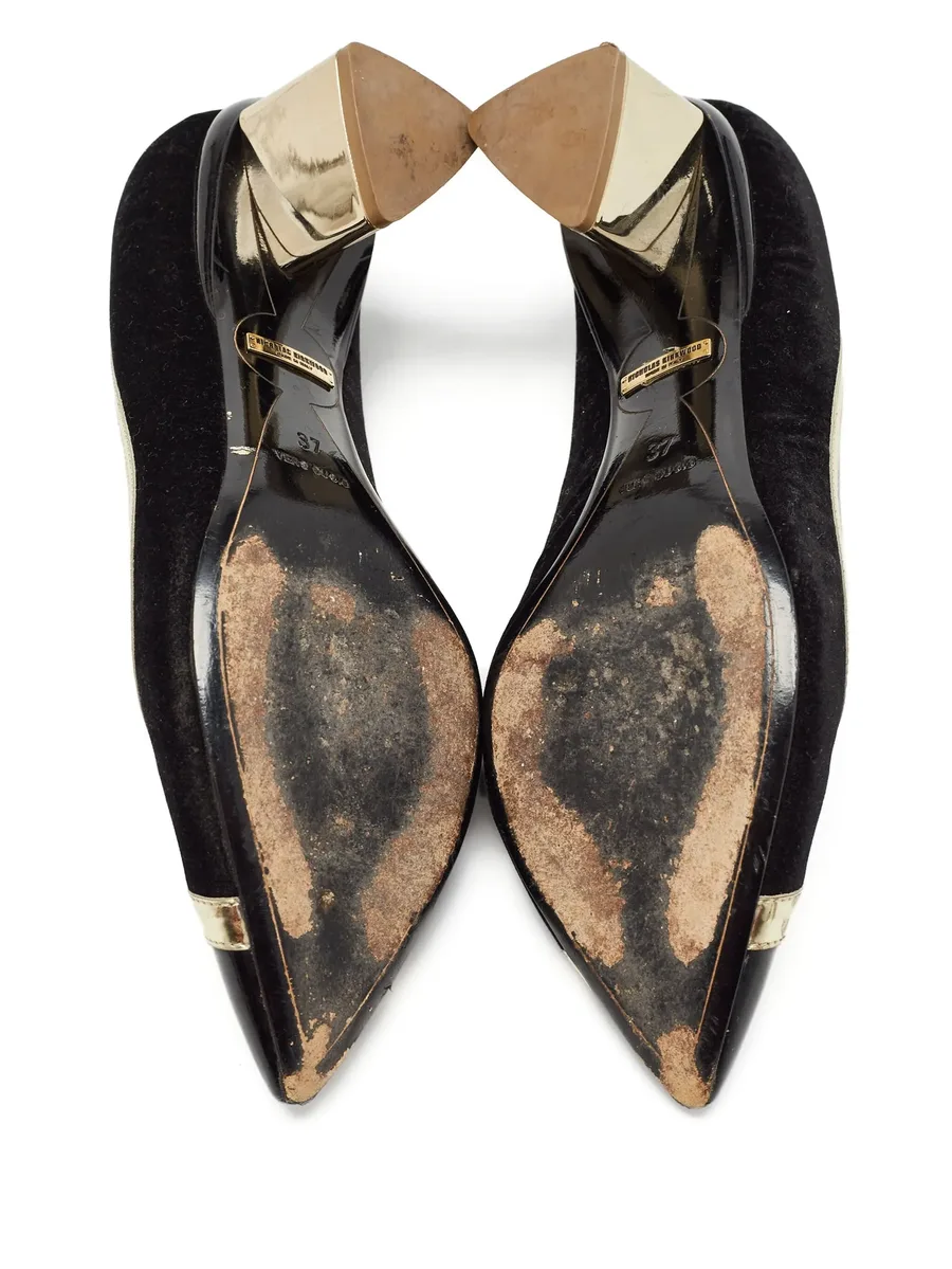 pre-owned 60mm pointed-toe block-heel pumps 10