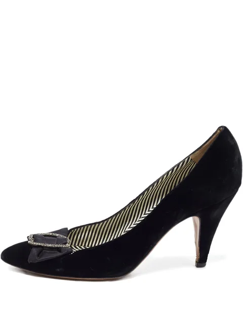 95mm velvet bow-detail pumps