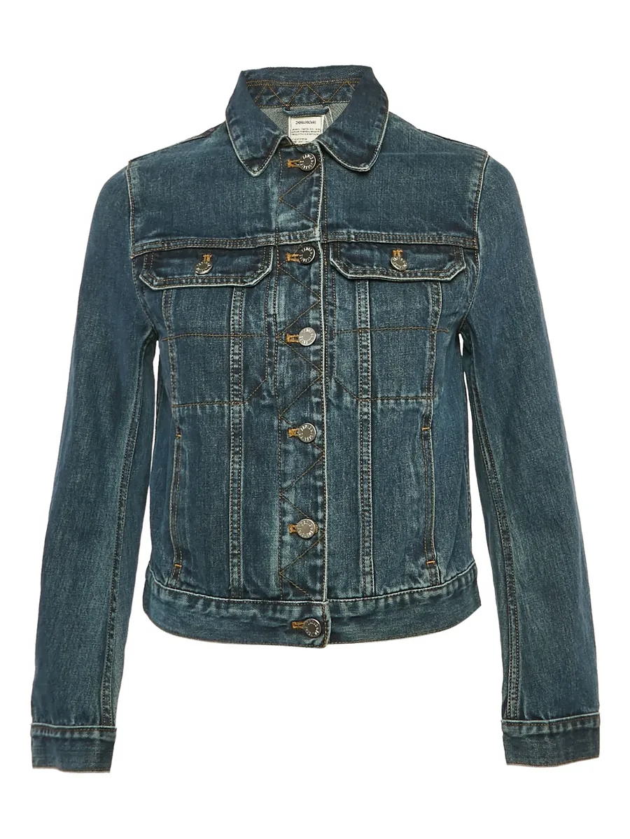 pre-owned embroidered denim jacket 1
