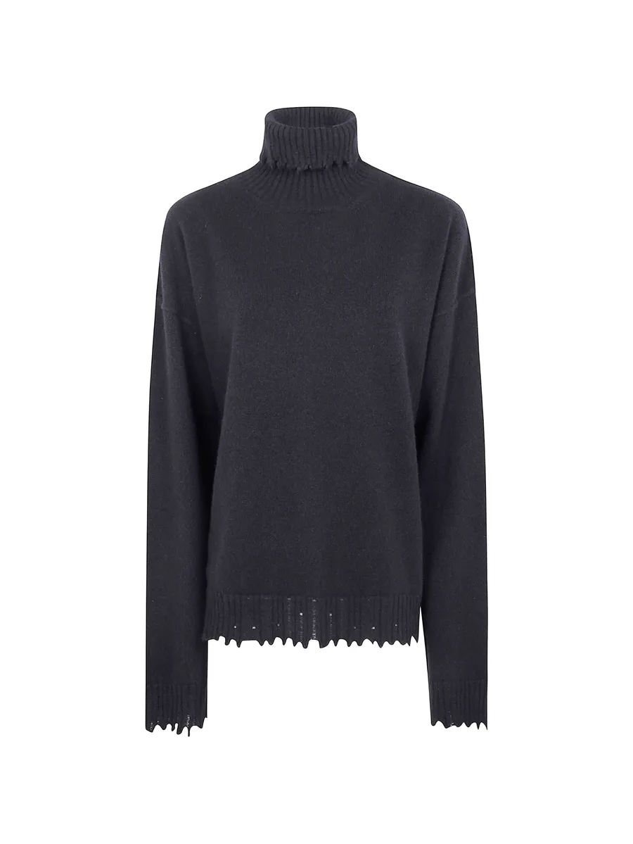 distressed-effect roll-neck knit 1