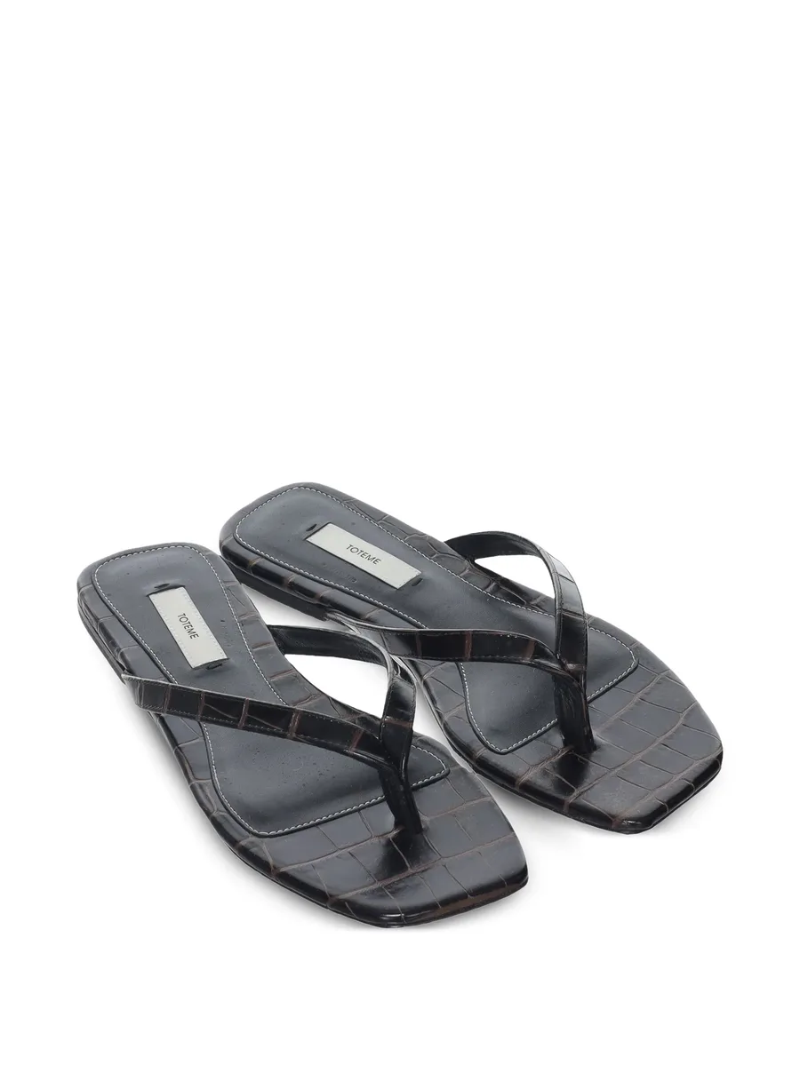 crocodile-effect leather flat sandals 5
