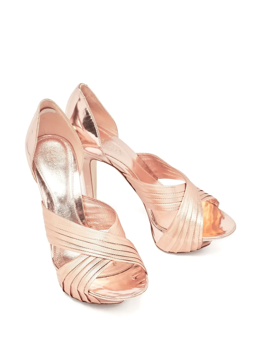 Pre-owned 100mm platform cross-strap pumps 3