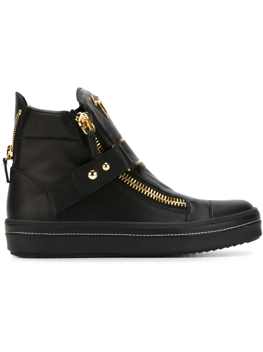 zip detailed hi-top sneakers 1