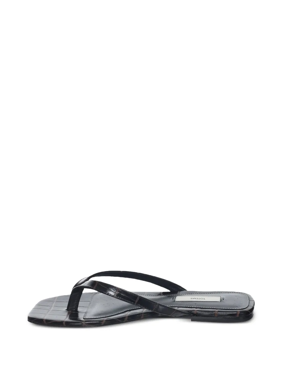 crocodile-effect leather flat sandals 3
