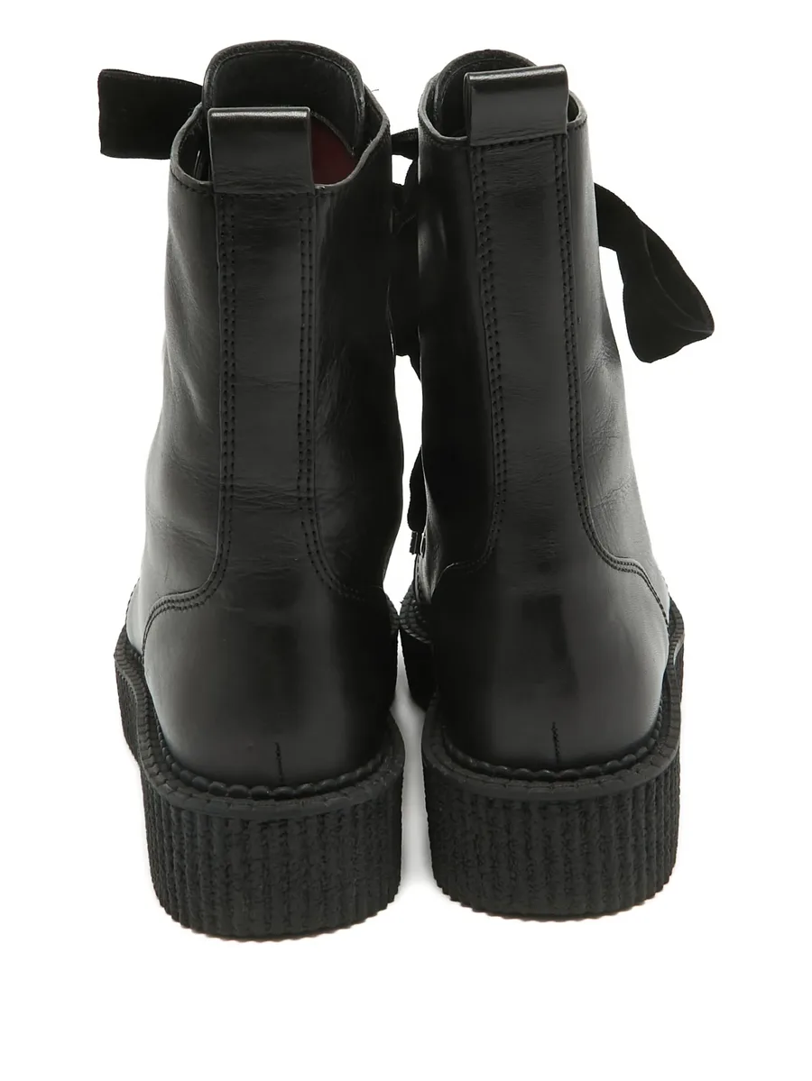 pre-owned velvet-lace combat boots 7