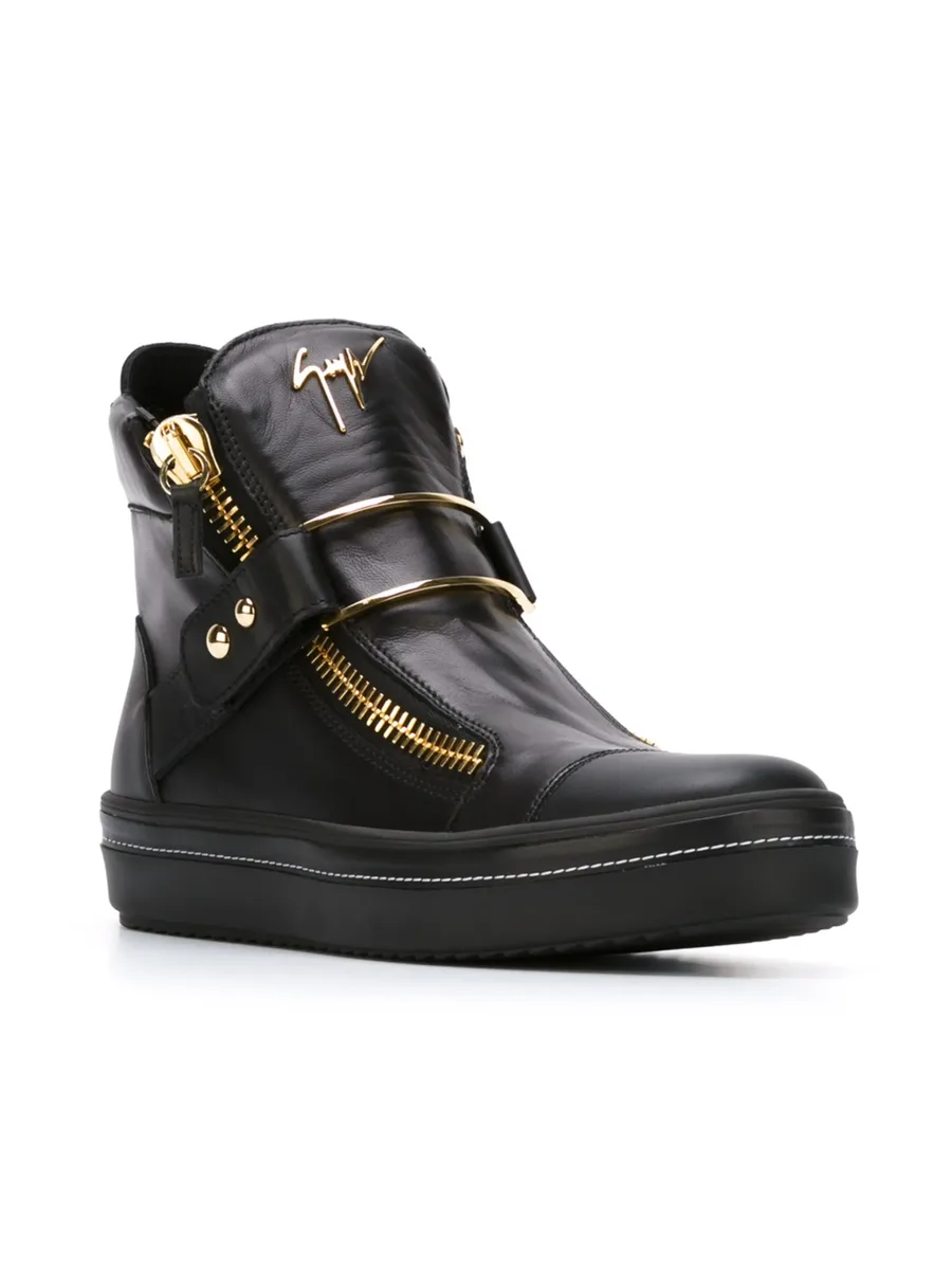 zip detailed hi-top sneakers 4