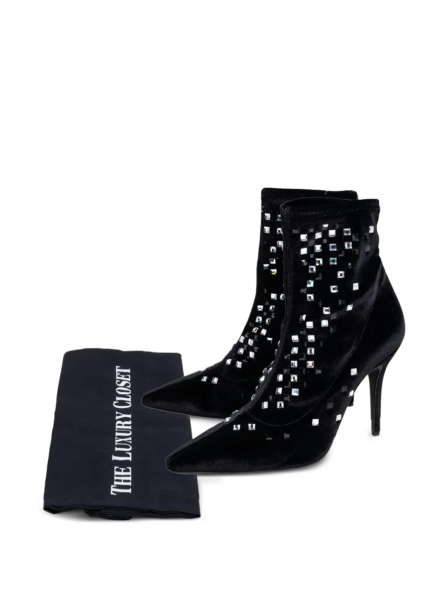 pre-owned 100mm crystal-embellished ankle boots 14