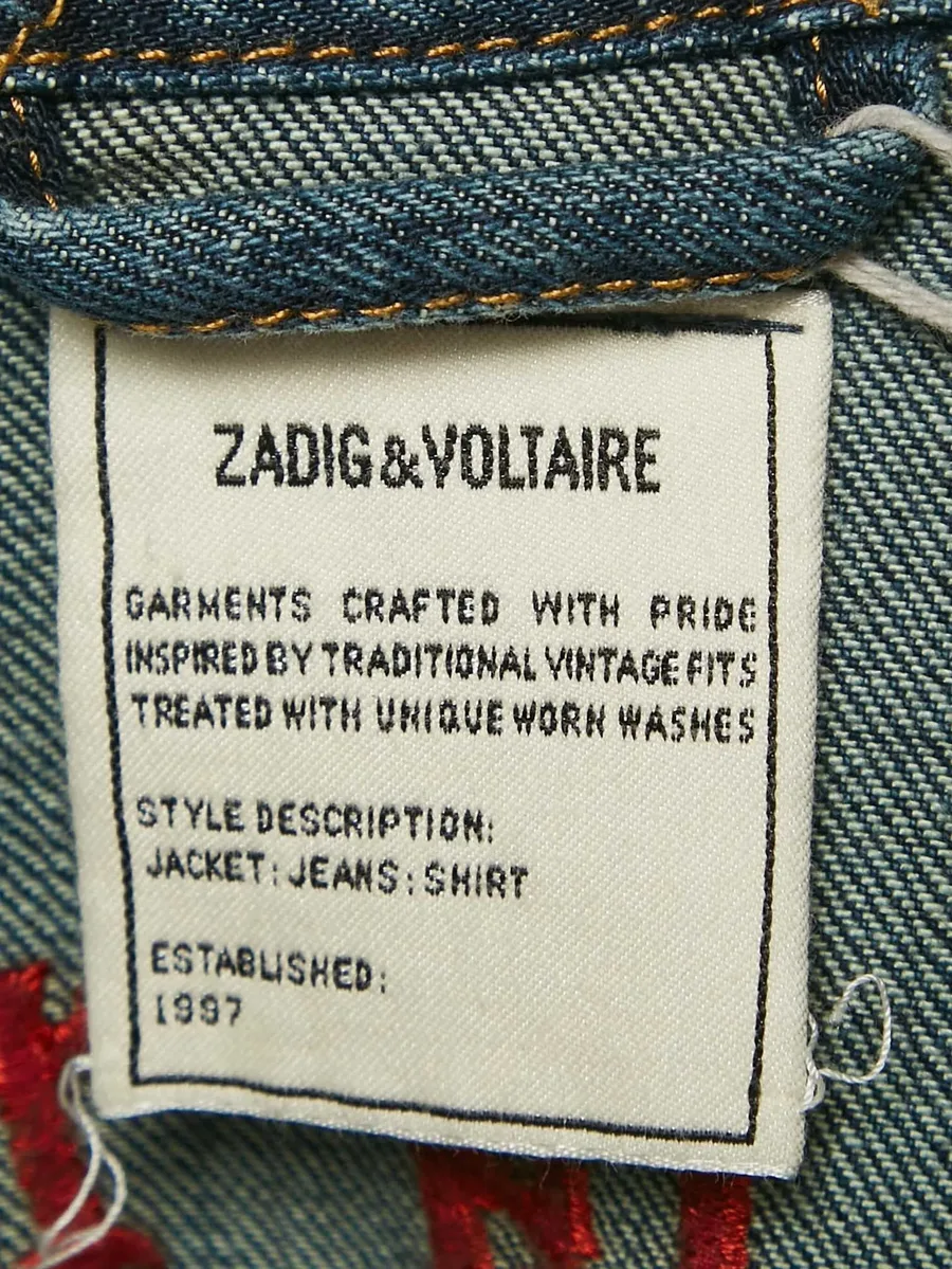 pre-owned embroidered denim jacket 5