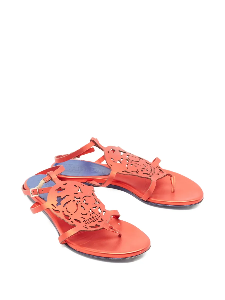 skull leather flat sandals 3