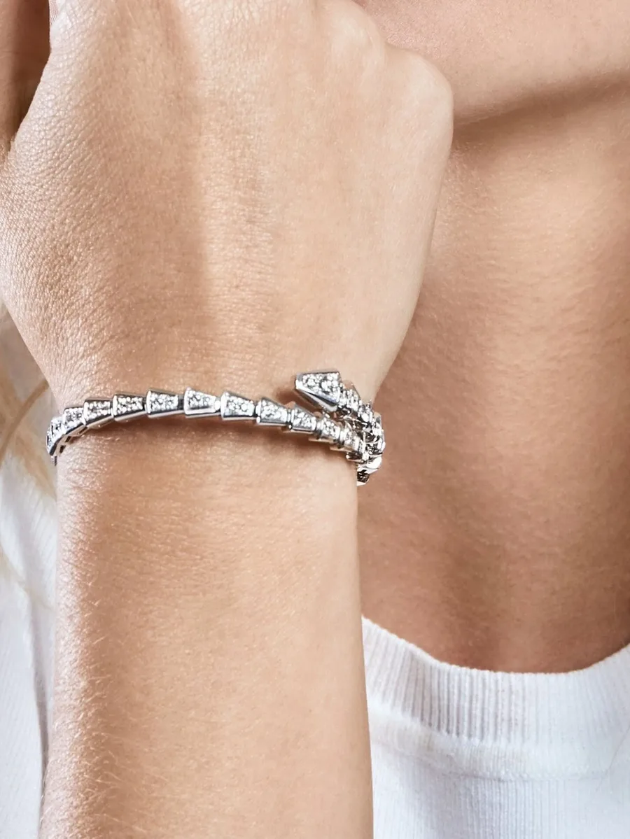 браслет Serpenti Viper из белого золота с бриллиантами 3